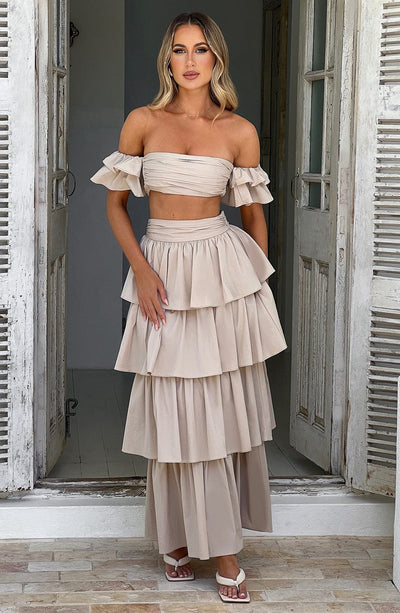 Joy Maxi Skirt - Beige Skirt Babyboo Fashion Premium Exclusive Design
