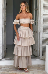 Joy Maxi Skirt - Beige Skirt Babyboo Fashion Premium Exclusive Design
