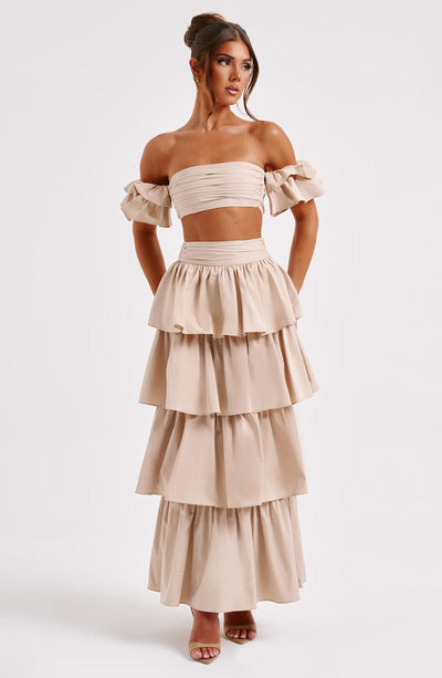 Joy Maxi Skirt - Beige Skirt XS Babyboo Fashion Premium Exclusive Design