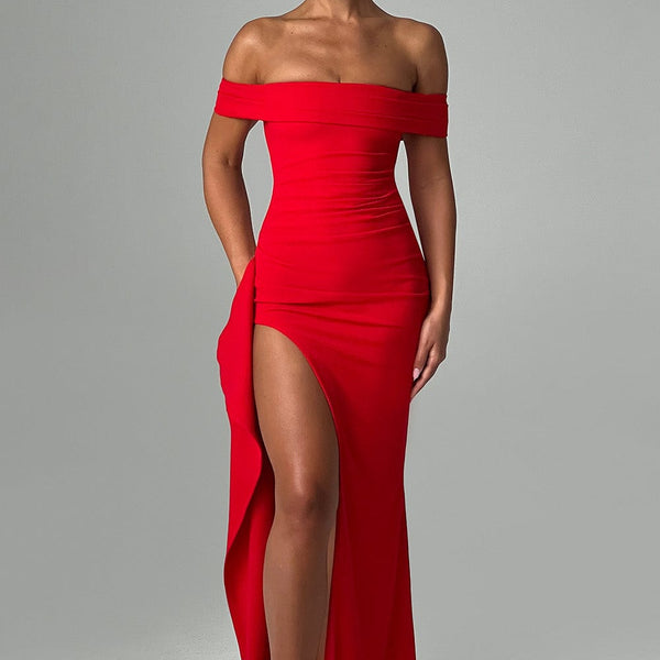 Women's Port Red Love Spree Side Slit Maxi Dress – Bon Bini