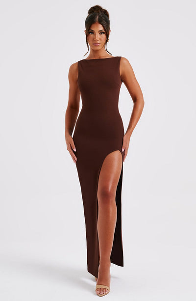 Shop Formal Dress - Kassandra Maxi Dress - Chocolate third image