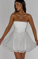 Katrina Mini Dress - Ivory Sparkle Dress Babyboo Fashion Premium Exclusive Design