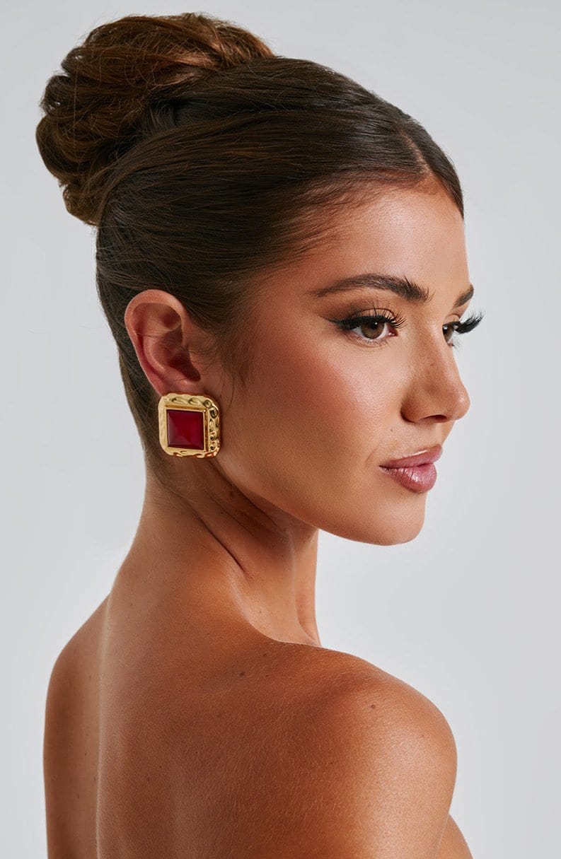 Kennedy Earrings - Red/Gold Accessories ONE SIZE Babyboo Fashion Premium Exclusive Design