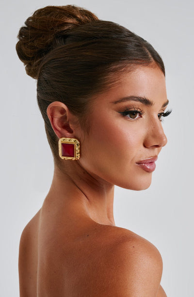 Kennedy Earrings - Red/Gold Accessories ONE SIZE Babyboo Fashion Premium Exclusive Design