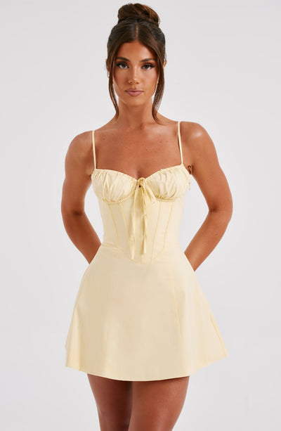 Collective Dress - Lacey Mini Dress - Lemon third image