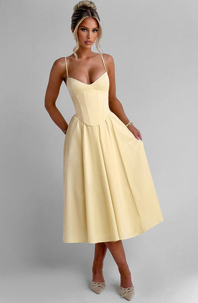 Mariella Midi Dress - Lemon Dress Babyboo Fashion Premium Exclusive Design