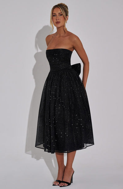 Marissa Midi Dress - Black Sparkle Dress Babyboo Fashion Premium Exclusive Design