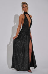 Melania Maxi Dress - Black Sparkle Dress Babyboo Fashion Premium Exclusive Design