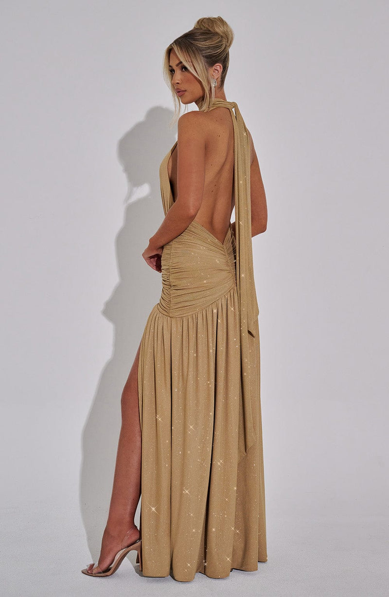 Melania Maxi Dress - Gold Sparkle Dress Babyboo Fashion Premium Exclusive Design