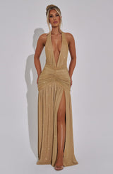 Melania Maxi Dress - Gold Sparkle Dress Babyboo Fashion Premium Exclusive Design