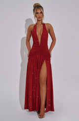 Melania Maxi Dress - Red Sparkle Dress Babyboo Fashion Premium Exclusive Design