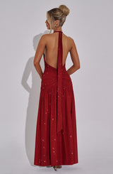 Melania Maxi Dress - Red Sparkle Dress Babyboo Fashion Premium Exclusive Design