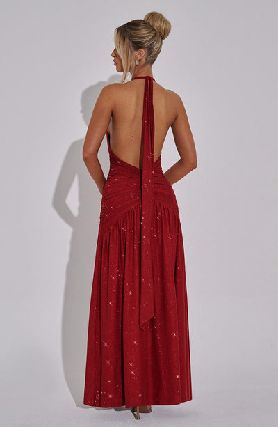 Melania Maxi Dress - Red Sparkle Dress Babyboo Fashion Premium Exclusive Design