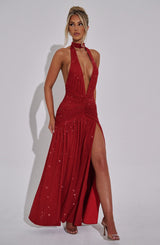 Melania Maxi Dress - Red Sparkle Dress Babyboo Fashion Premium Exclusive Design