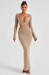 Nadine Maxi Dress - Beige Dress Babyboo Fashion Premium Exclusive Design