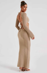 Nadine Maxi Dress - Beige Dress Babyboo Fashion Premium Exclusive Design