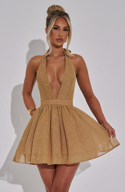 Pippa Mini Dress - Gold Sparkle Dress Babyboo Fashion Premium Exclusive Design