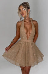 Pippa Mini Dress - Gold Sparkle Dress Babyboo Fashion Premium Exclusive Design