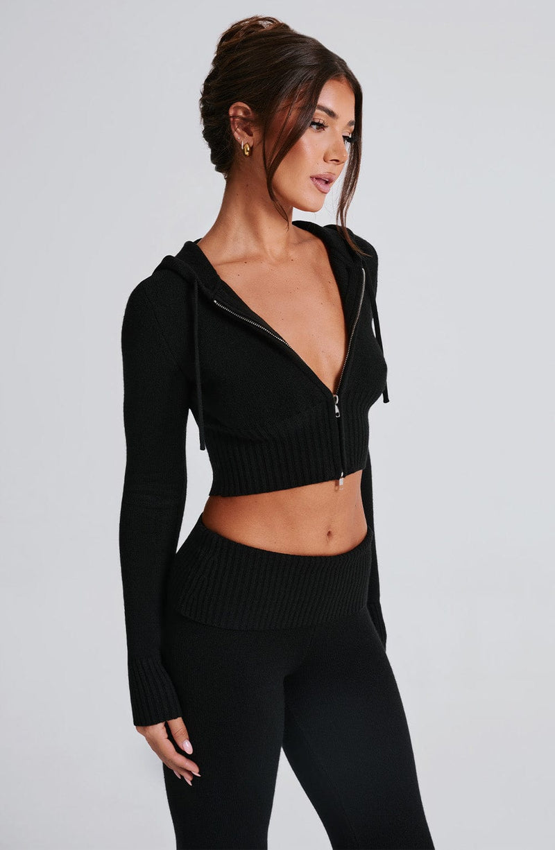 Portia Knit Hoodie - Black Tops Babyboo Fashion Premium Exclusive Design