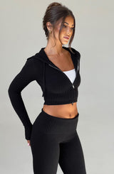 Portia Knit Hoodie - Black Tops Babyboo Fashion Premium Exclusive Design