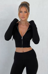 Portia Knit Hoodie - Black Tops Babyboo Fashion Premium Exclusive Design