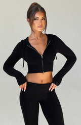 Portia Knit Hoodie - Black Tops Babyboo Fashion Premium Exclusive Design