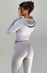 Portia Knit Hoodie - Light Grey Marl Tops Babyboo Fashion Premium Exclusive Design