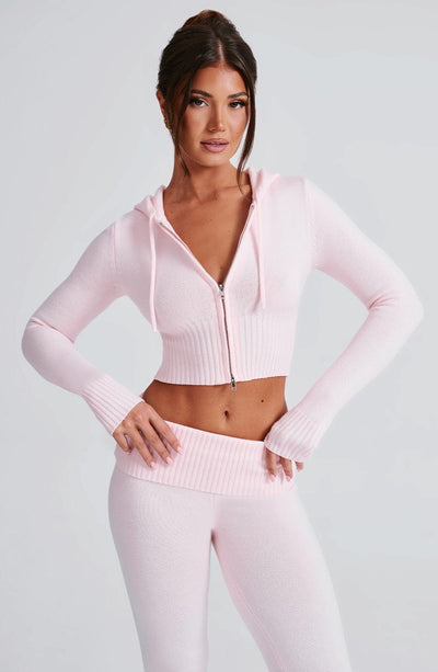 Portia Knit Hoodie - Pink Tops Babyboo Fashion Premium Exclusive Design