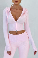 Portia Knit Hoodie - Pink Tops Babyboo Fashion Premium Exclusive Design