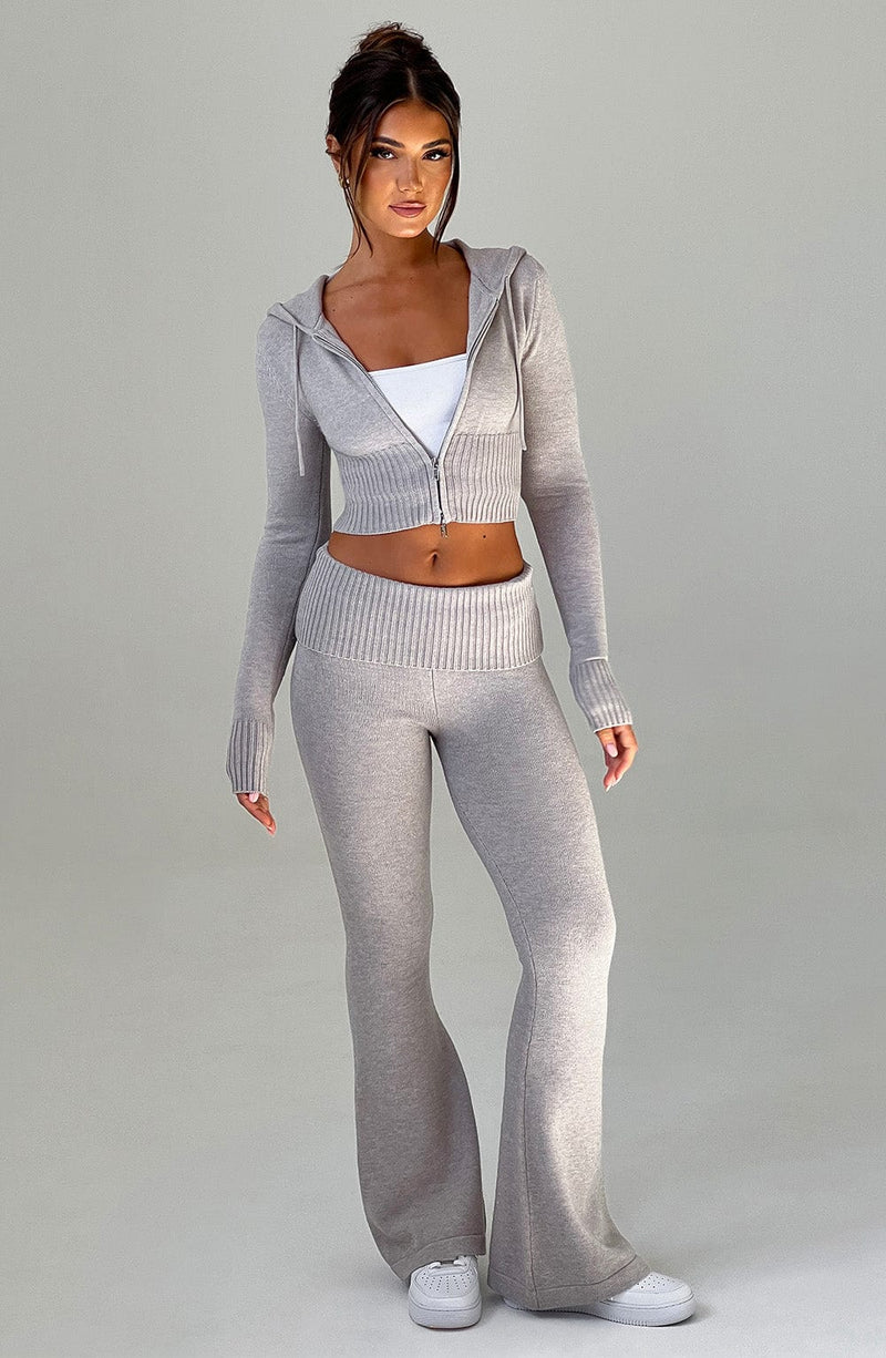 Portia Knit Pants - Light Grey Marl Pants Babyboo Fashion Premium Exclusive Design