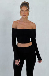 Portia Knit Top - Black Tops Babyboo Fashion Premium Exclusive Design