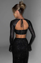 Priscilla Top - Black Sparkle Tops Babyboo Fashion Premium Exclusive Design