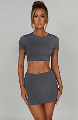 Rein Mini Skirt - Charcoal Skirt Babyboo Fashion Premium Exclusive Design