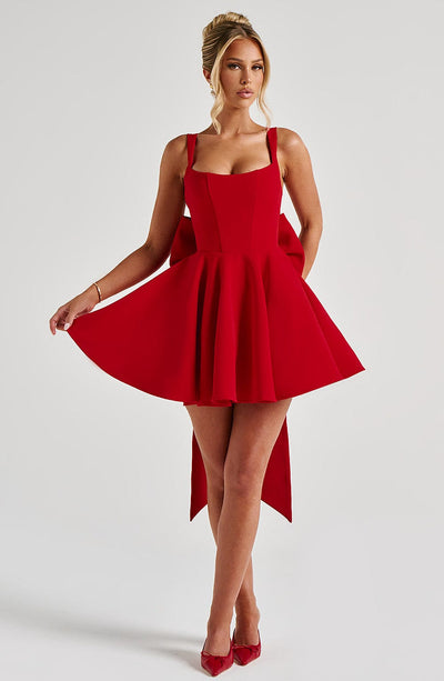 Rue Mini Dress - Red Dress Babyboo Fashion Premium Exclusive Design