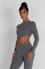 Sahra Top - Charcoal Tops Babyboo Fashion Premium Exclusive Design