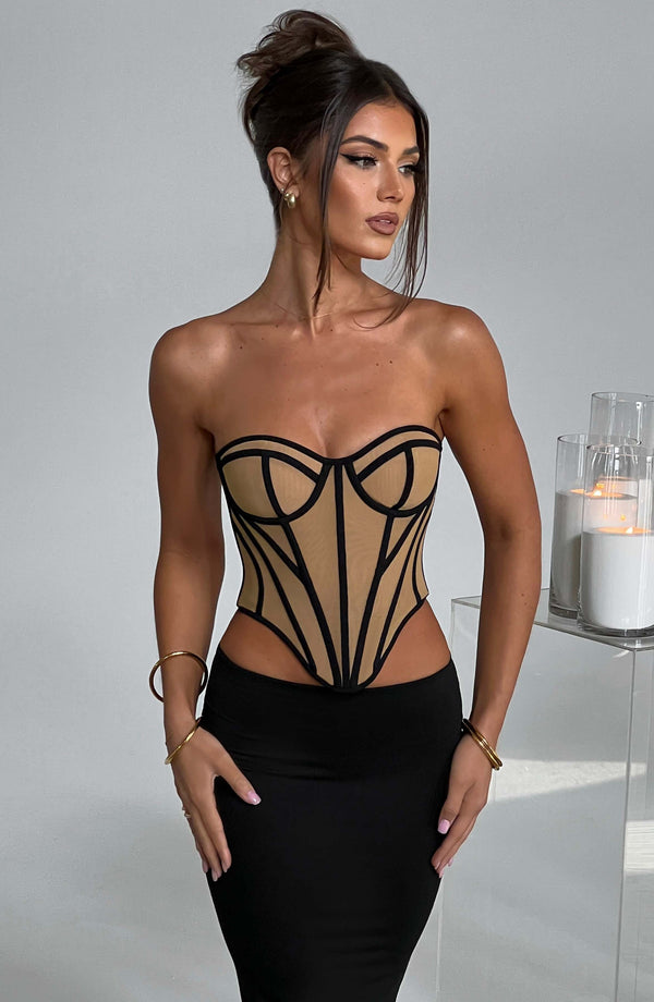 Santanna Corset - Black/Nude Tops XS Babyboo Fashion Premium Exclusive Design