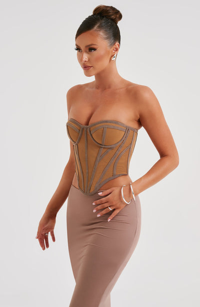 Santanna Corset - Chocolate/Nude Dress Babyboo Fashion Premium Exclusive Design