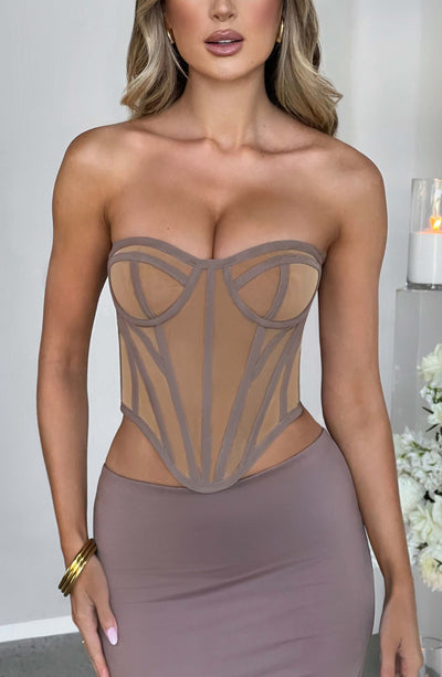 Santanna Corset - Chocolate/Nude Dress Babyboo Fashion Premium Exclusive Design