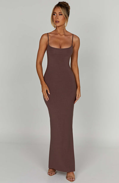 Saskia Maxi Dress - Chocolate Dress Babyboo Fashion Premium Exclusive Design