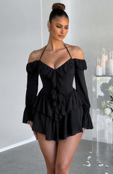 Savanna Playsuit - Black Playsuit Babyboo Fashion Premium Exclusive Design