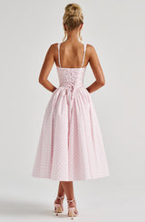 Sherrie Midi Dress - Blush Gingham Dress Babyboo Fashion Premium Exclusive Design