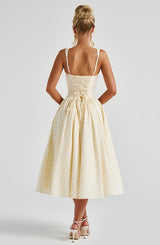 Sherrie Midi Dress - Lemon Gingham Dress Babyboo Fashion Premium Exclusive Design