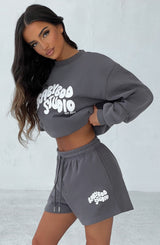 Studio Sweater - Charcoal/White Tops Babyboo Fashion Premium Exclusive Design