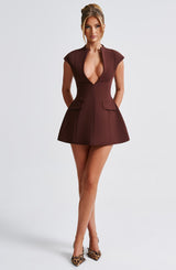 Suri Mini Dress - Brown Dress Babyboo Fashion Premium Exclusive Design