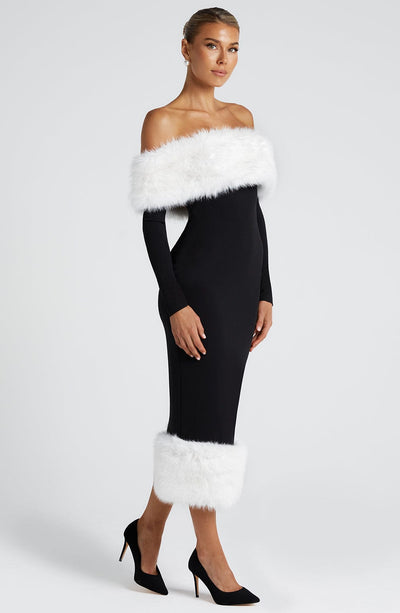 Vittoria Midi Dress - Black/White Dress Babyboo Fashion Premium Exclusive Design