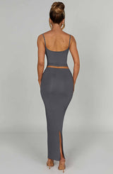 Yazmin Maxi Skirt - Charcoal Skirt Babyboo Fashion Premium Exclusive Design