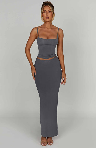 Yazmin Maxi Skirt - Charcoal Skirt Babyboo Fashion Premium Exclusive Design