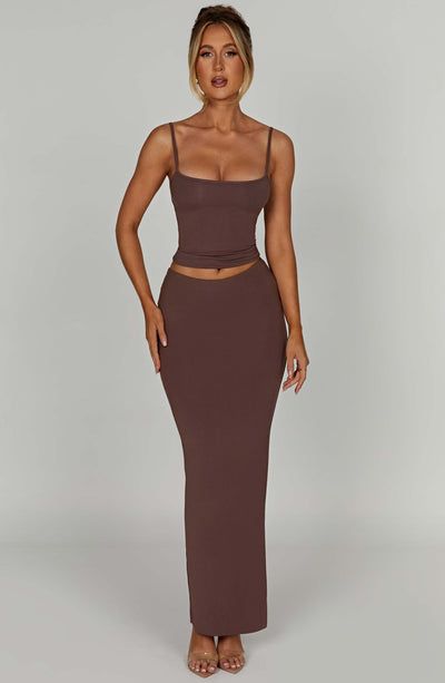 Yazmin Maxi Skirt - Chocolate Skirt Babyboo Fashion Premium Exclusive Design