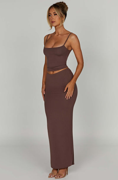 Yazmin Maxi Skirt - Chocolate Skirt Babyboo Fashion Premium Exclusive Design