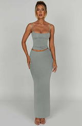 Yazmin Maxi Skirt - Steel Skirt Babyboo Fashion Premium Exclusive Design